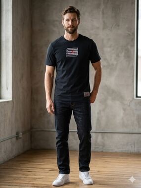 Jordan Men's Black Logo Tee with Subtle Red Accent